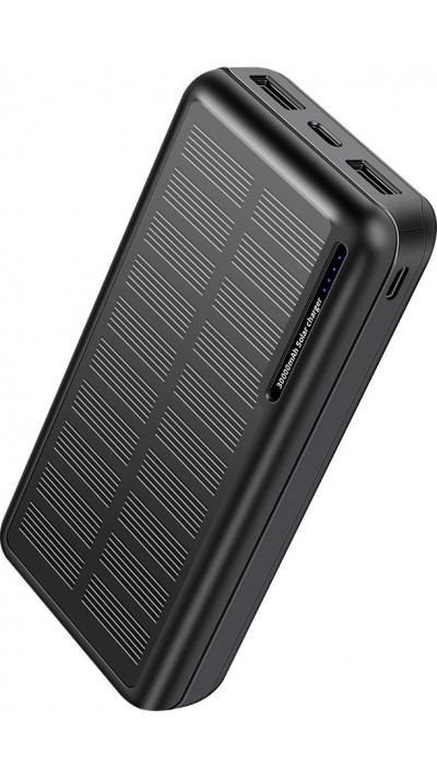 Solar Power Bank Outdoor 30000mAh Dual USB LED Hochkapazität - Schwarz