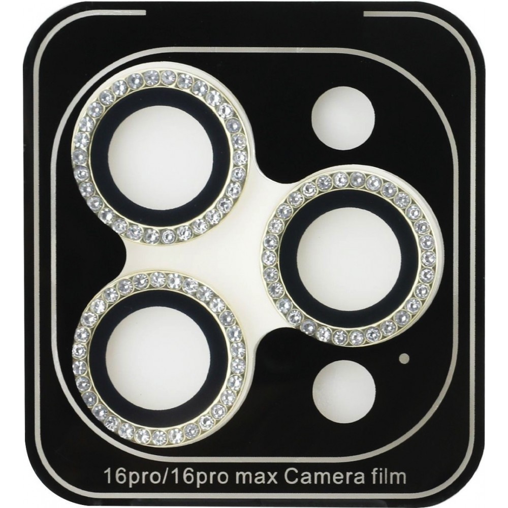 Protecteurs de caméra Guess avec strass - résistants, antireflets, anti-rayures et anti-traces de doigts - Or