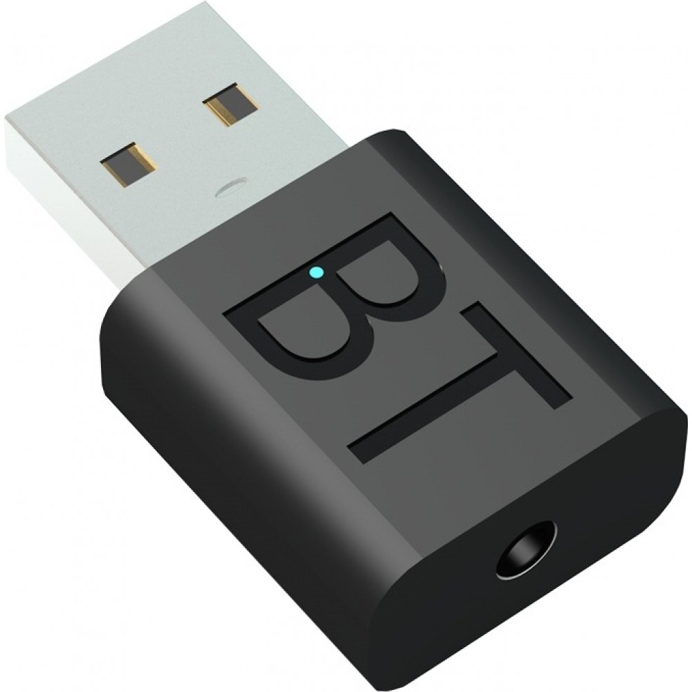 Bluetooth 5.0 USB-A Sender-Empfänger Drahtlos mit 3,5mm Klinkenstecker für PC und Auto - Schwarz