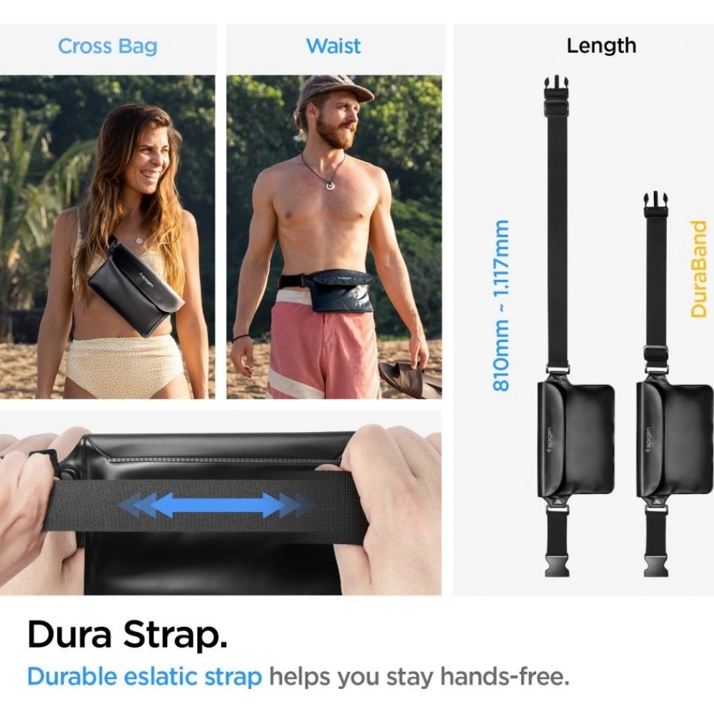 Spigen Aqua Shield A621 Waterproof Bauchtasche mit schwimmendem Etui - Schwarz