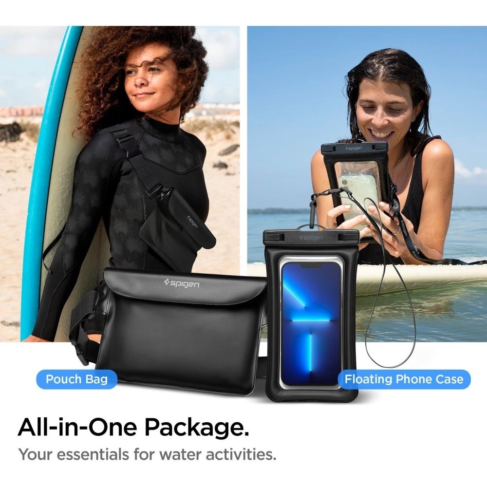 Spigen Aqua Shield A621 Waterproof Bauchtasche mit schwimmendem Etui - Schwarz