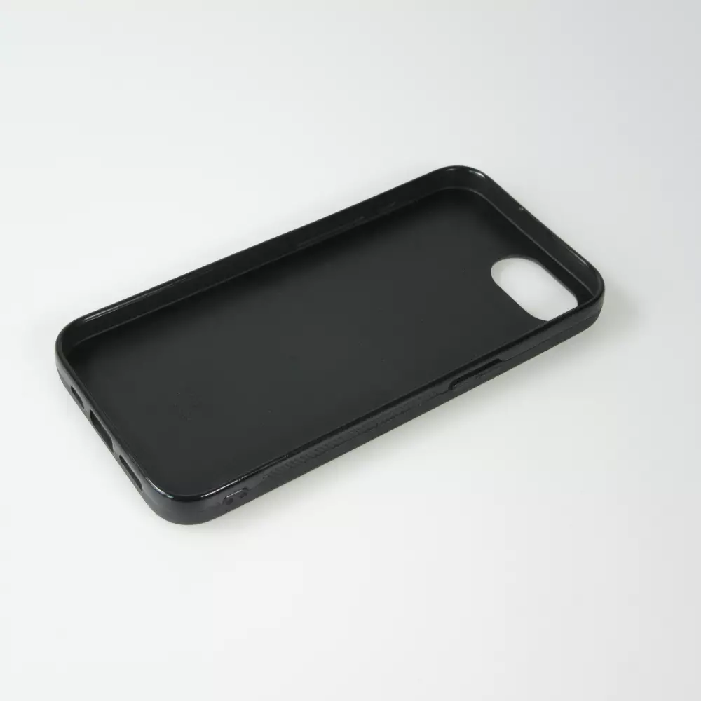 iPhone 16e Case Hülle - Silikon schwarz Wavy Rectangle Orange Pink