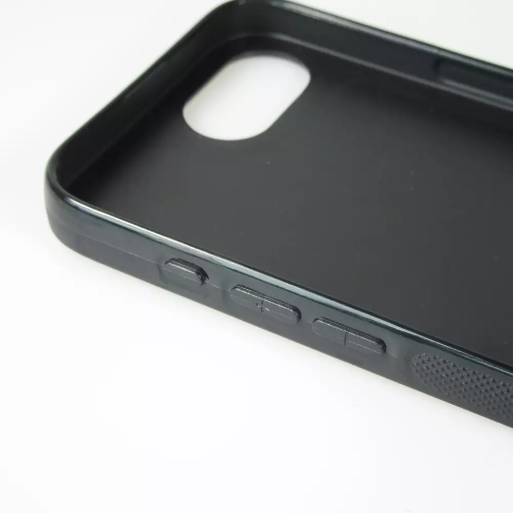 iPhone 16e Case Hülle - Silikon schwarz Wavy Rectangle Orange Pink