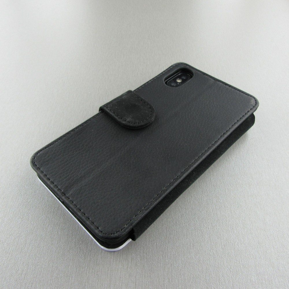 iPhone X / Xs Case Hülle - Wallet schwarz Pferd majestätisch Strand