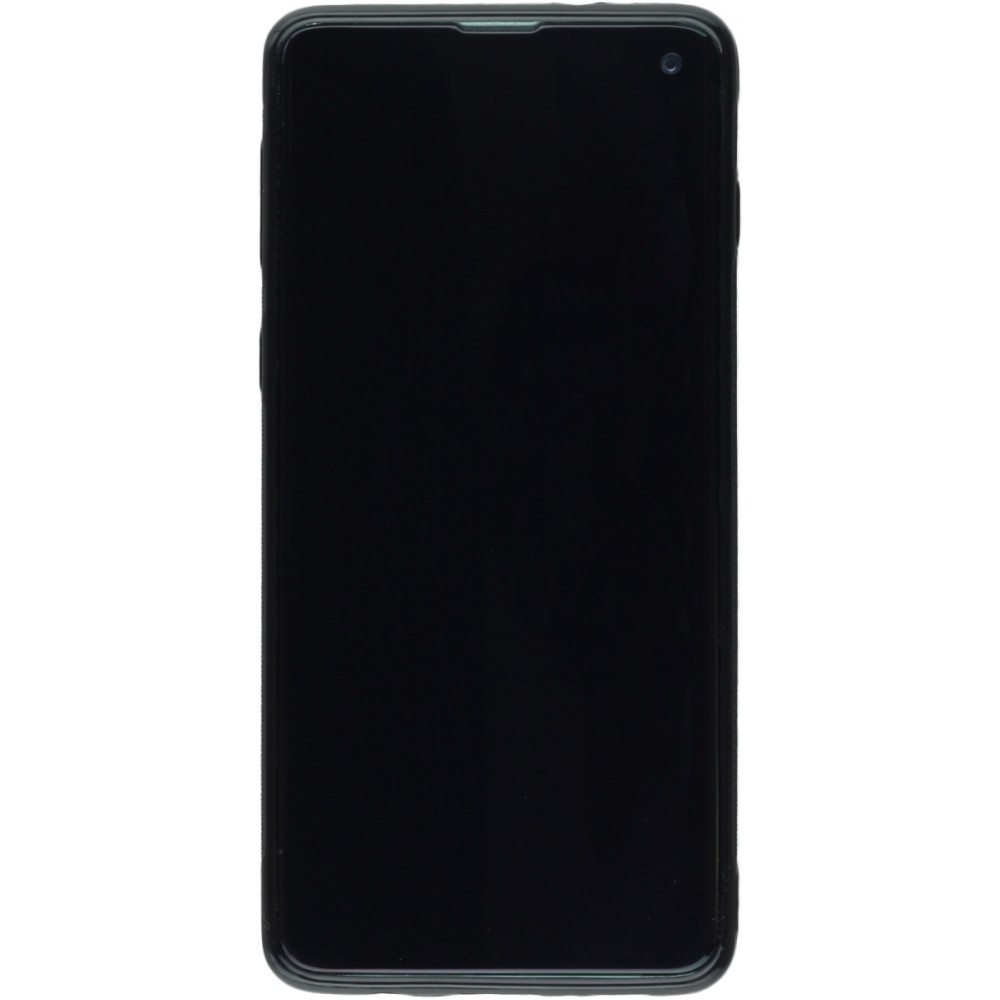 Samsung Galaxy S10 Case Hülle - Silikon schwarz Chat auf lila Hintergrund