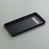 Samsung Galaxy S10 Case Hülle - Silikon schwarz Chat auf lila Hintergrund
