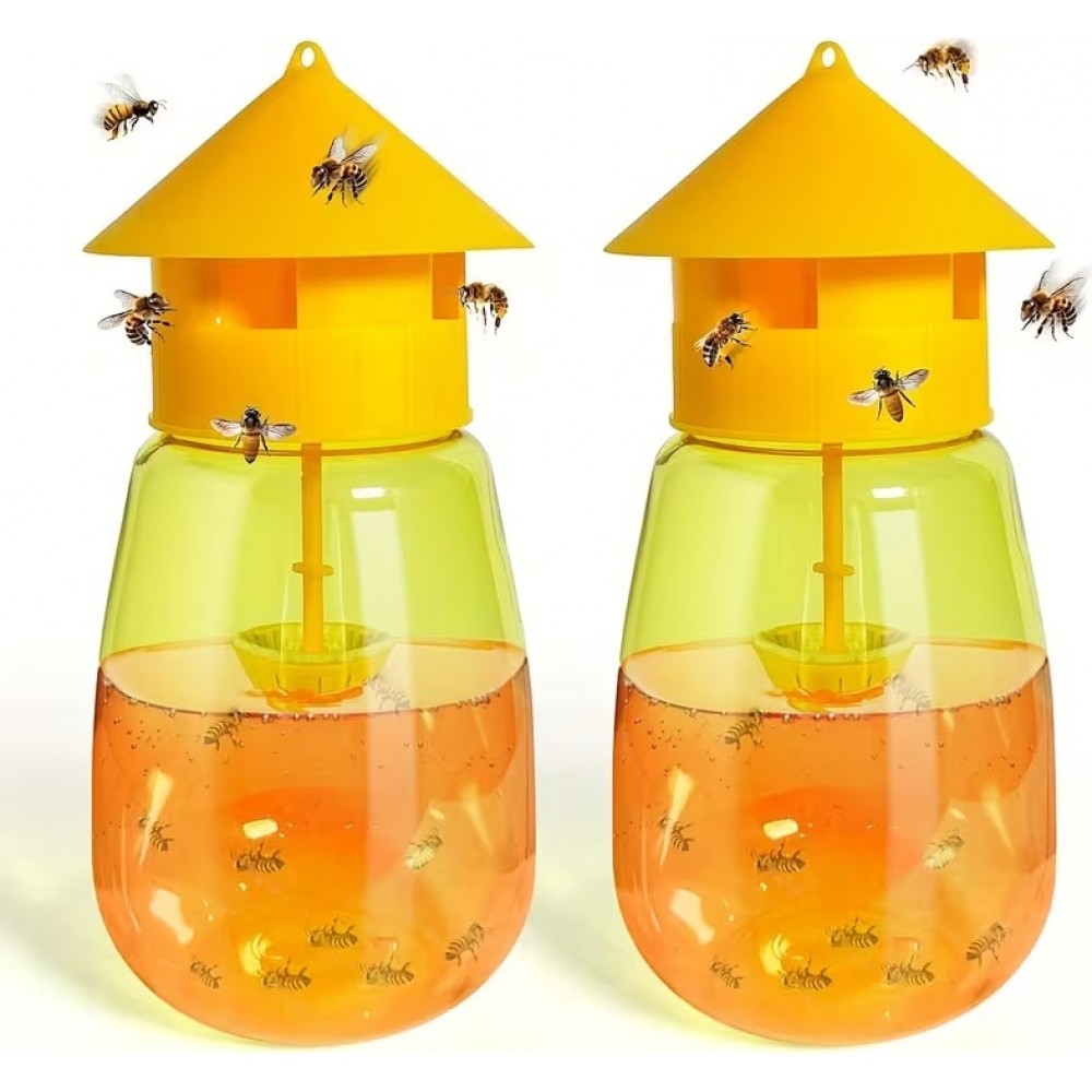 Set 2 pi&egrave;ges &agrave; gu&ecirc;pes grande capacit&eacute; r&eacute;utilisables efficaces pour jardin terrasse camping - Orange