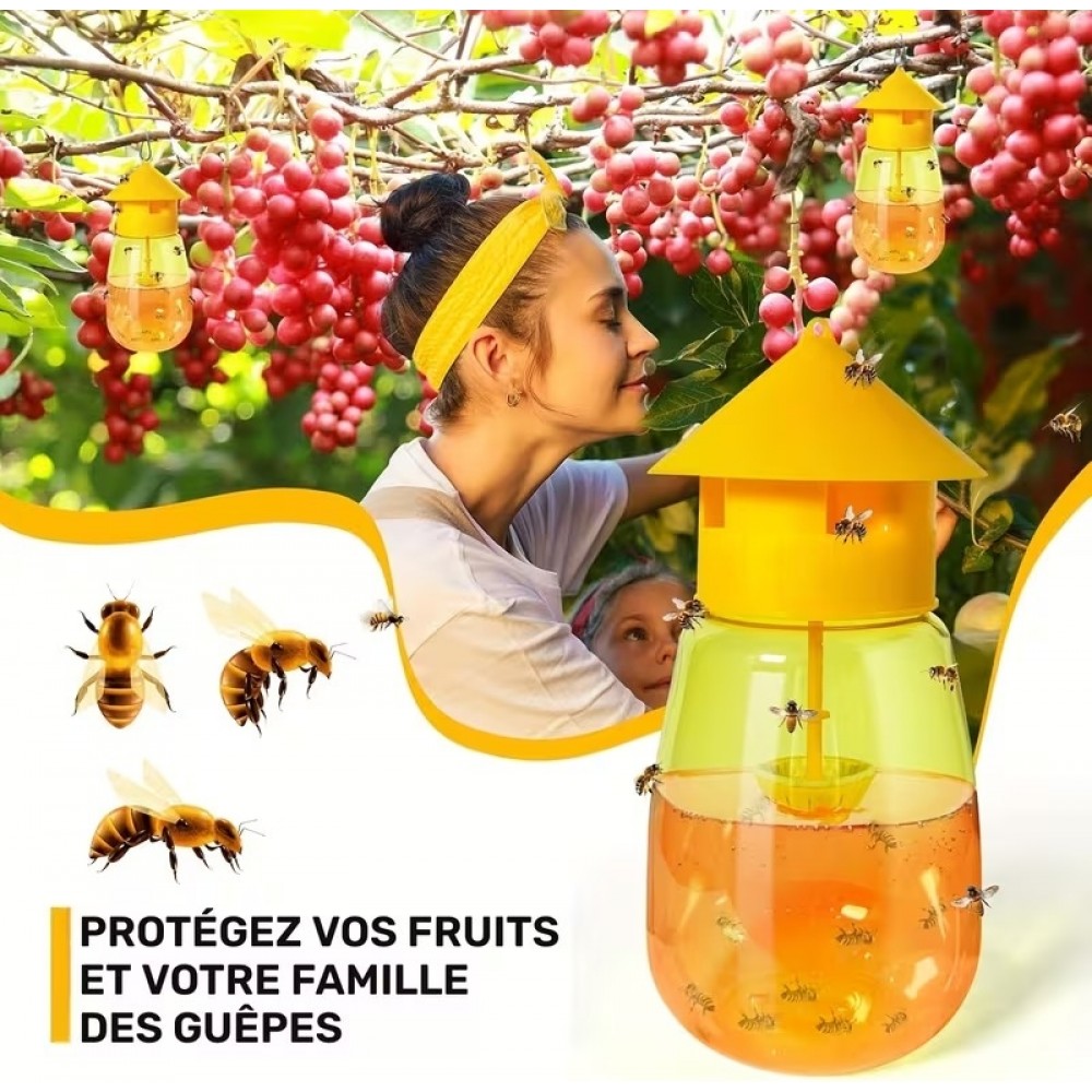 Set 2 pi&egrave;ges &agrave; gu&ecirc;pes grande capacit&eacute; r&eacute;utilisables efficaces pour jardin terrasse camping - Orange