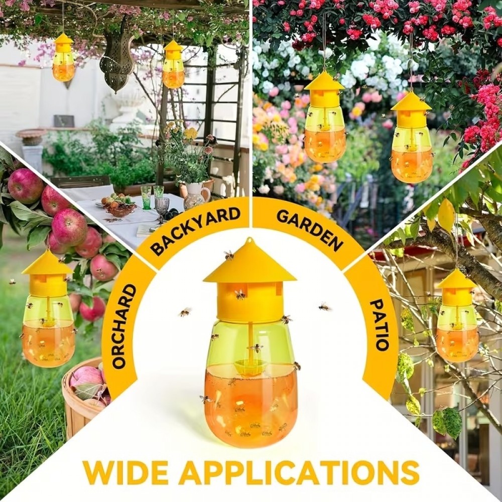Set 2 pi&egrave;ges &agrave; gu&ecirc;pes grande capacit&eacute; r&eacute;utilisables efficaces pour jardin terrasse camping - Orange