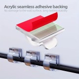 Set 50 clips adh&eacute;sifs passe-c&acirc;bles en plastique avec autocollant fixations murales am&eacute;lior&eacute;es pour gestion de c&acirc;bles - Transparent