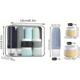 Set de voyage bouteilles en silicone (8 pi&egrave;ces) &eacute;tanches pour cosm&eacute;tiques et hygi&egrave;ne avec sac transparent zipp&eacute; (tubes 90 ml)