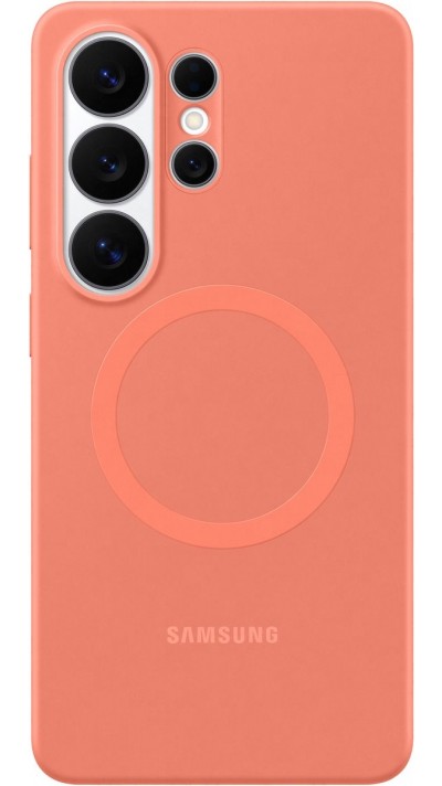 Coque Samsung Galaxy S26 Ultra - Silicone Magnet Case protection l&eacute;g&egrave;re et durable - Coral Red