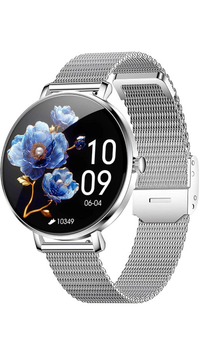 Smart Watch NX21 mit Touchscreen-LED Sport-/Fitness-/Schlafprogrammen - Mailänder Armband - Silber