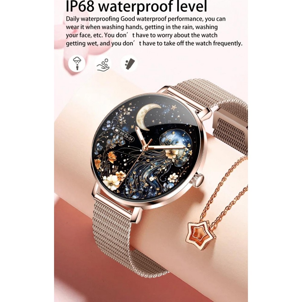 Smart Watch NX21 mit Touchscreen-LED Sport-/Fitness-/Schlafprogrammen - Mailänder Armband - Silber