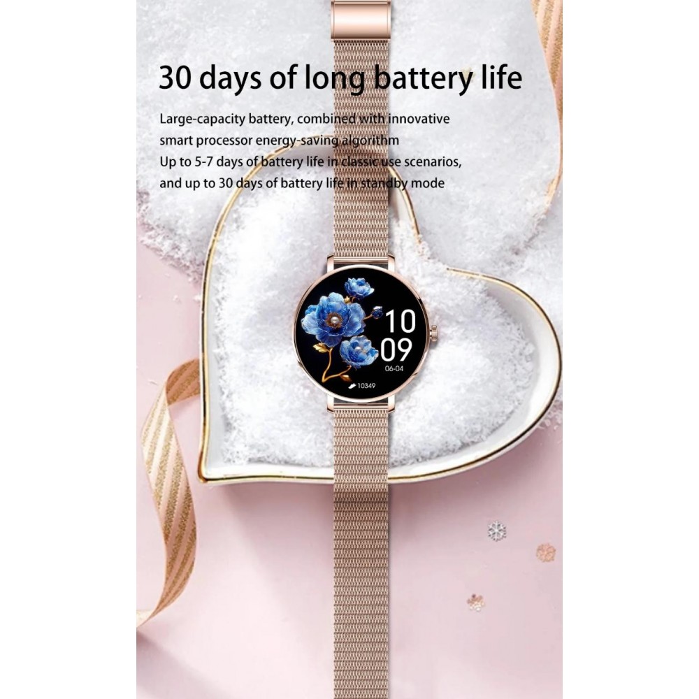 Smart Watch NX21 mit Touchscreen-LED Sport-/Fitness-/Schlafprogrammen - Mailänder Armband - Silber