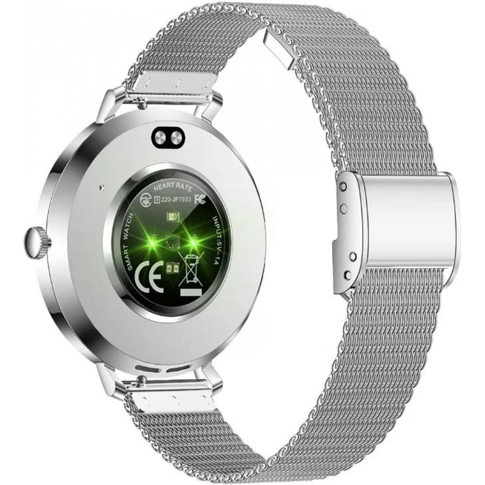 Smart Watch NX21 mit Touchscreen-LED Sport-/Fitness-/Schlafprogrammen - Mailänder Armband - Silber