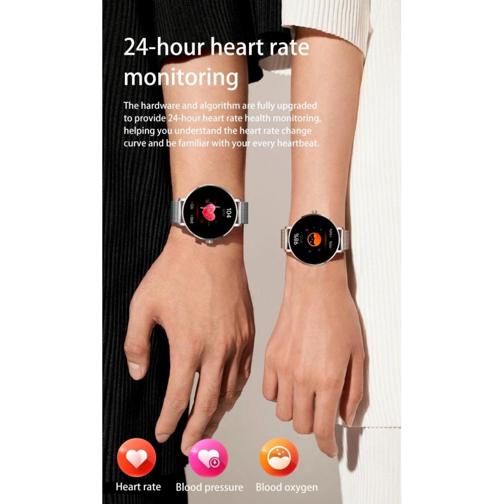 Smart Watch NX21 mit Touchscreen-LED Sport-/Fitness-/Schlafprogrammen - Mailänder Armband - Silber