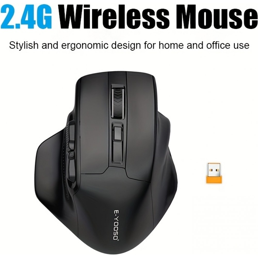 E-YOOSO X-31 Ergonomische Kabellose Gaming-Maus 5 DPI mit USB-A Adapter - Schwarz