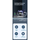 Universelles 72W Multi-Telefon-Ladestation - Schneller Multi-Port-Ladegerät mit 2x Typ-C, 4x USB, DC und AC für Smartphones, Tablets mit Halterung - Silber