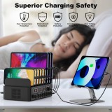 USB-Ladegerät 150W/35A mit 16 Ports - Schnelles Multi-Geräte-Ladegerät für iPad, Tablets und Smartphones mit intelligenter Erkennung und Mehrfachschutz - Schwarz