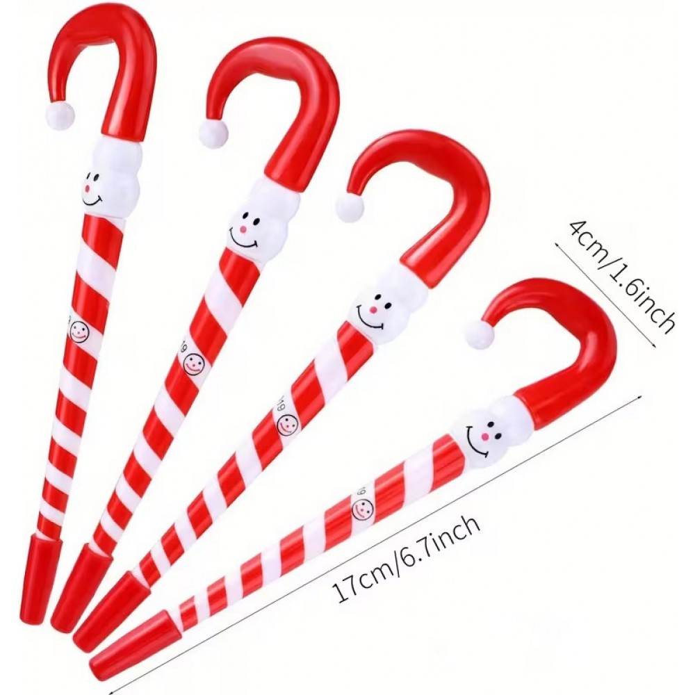 Stylo de No&euml;l sucre d&rsquo;orge de bonhomme de neige id&eacute;al pour cadeaux et surprises - Rouge
