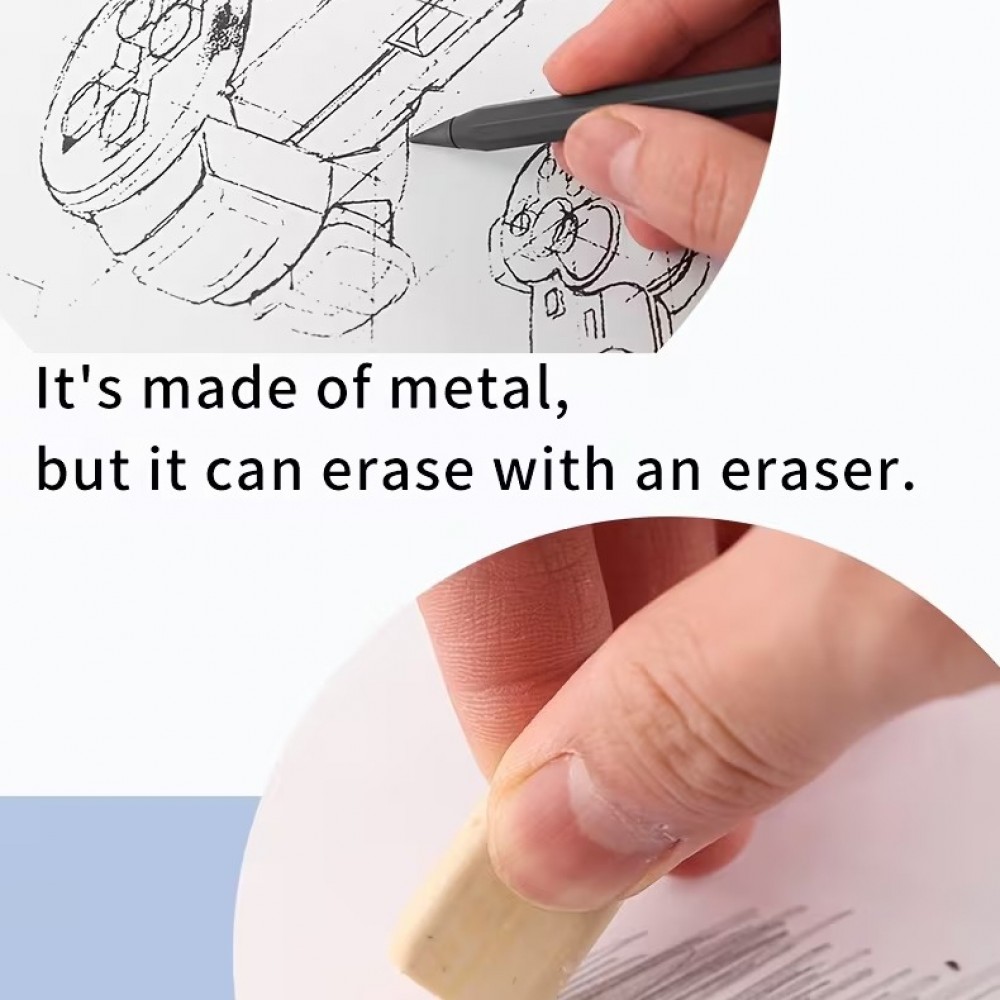 Unendlicher Metallstift ohne Tinte Innovativer langlebiger Bleistift für Zeichnungen in Schule und Büro - Schwarz