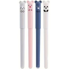 Blaue gel-wegwischbare Stifte mit niedlichen Tiermotiven f&uuml;r Schule/B&uuml;ro (4 St&uuml;ck Set) - Multicolore