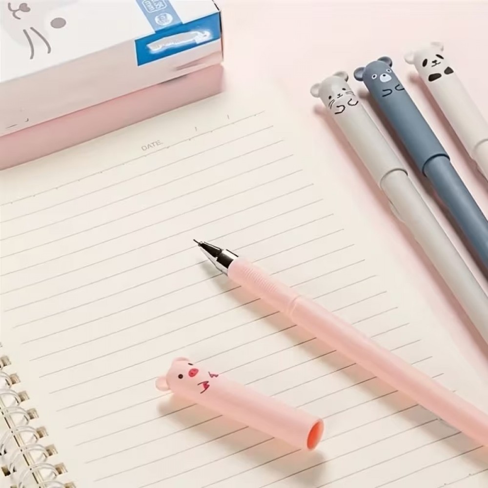 Blaue gel-wegwischbare Stifte mit niedlichen Tiermotiven f&uuml;r Schule/B&uuml;ro (4 St&uuml;ck Set) - Multicolore