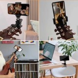 Universal Smartphone Halter für Gitarre & Ukulele verstellbare Klemme mit 360° Kugelgelenk stabile Handyhalterung - Schwarz