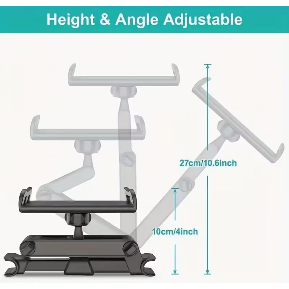 Tablet-/Handyhalterung für die Kopfstütze im Auto, kompatibel mit verschiedenen Geräten von 11,94 bis 32,77 cm - Schwarz