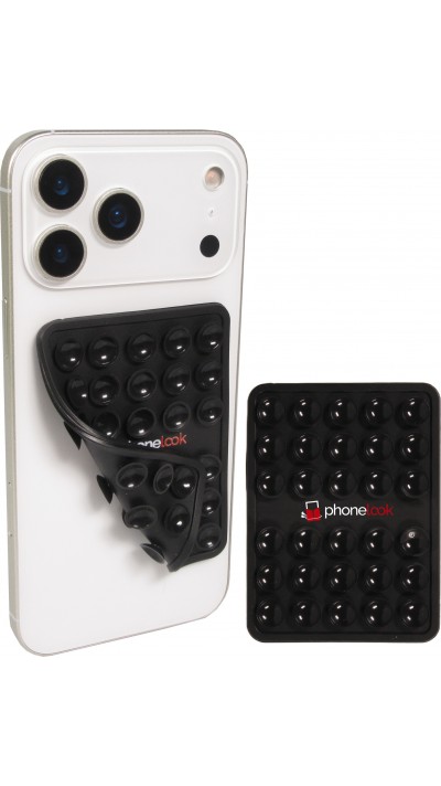 PhoneLook Universal Handyhalterung mit Silikon-Klebefixierung und Saugnapf - Schwarz