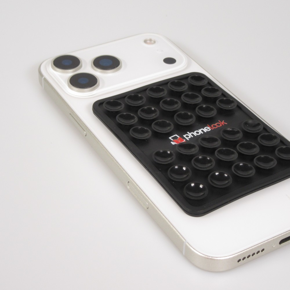 Support téléphone universel ventouse PhoneLook avec fixation autocollante en silicone - Noir