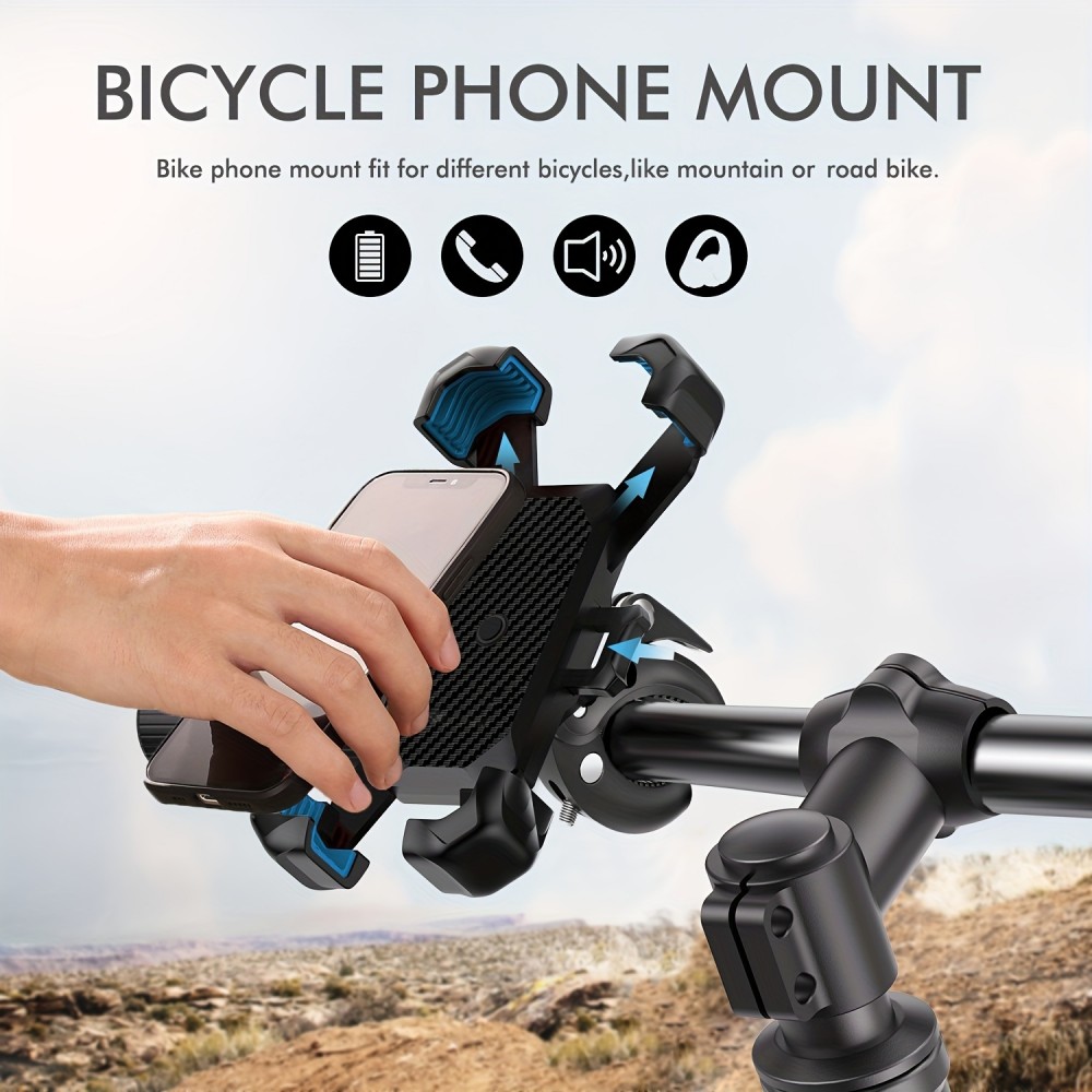 Support t&eacute;l&eacute;phone v&eacute;lo avec fixation anti-choc pour guidon scooter / moto / trotinette - Noir