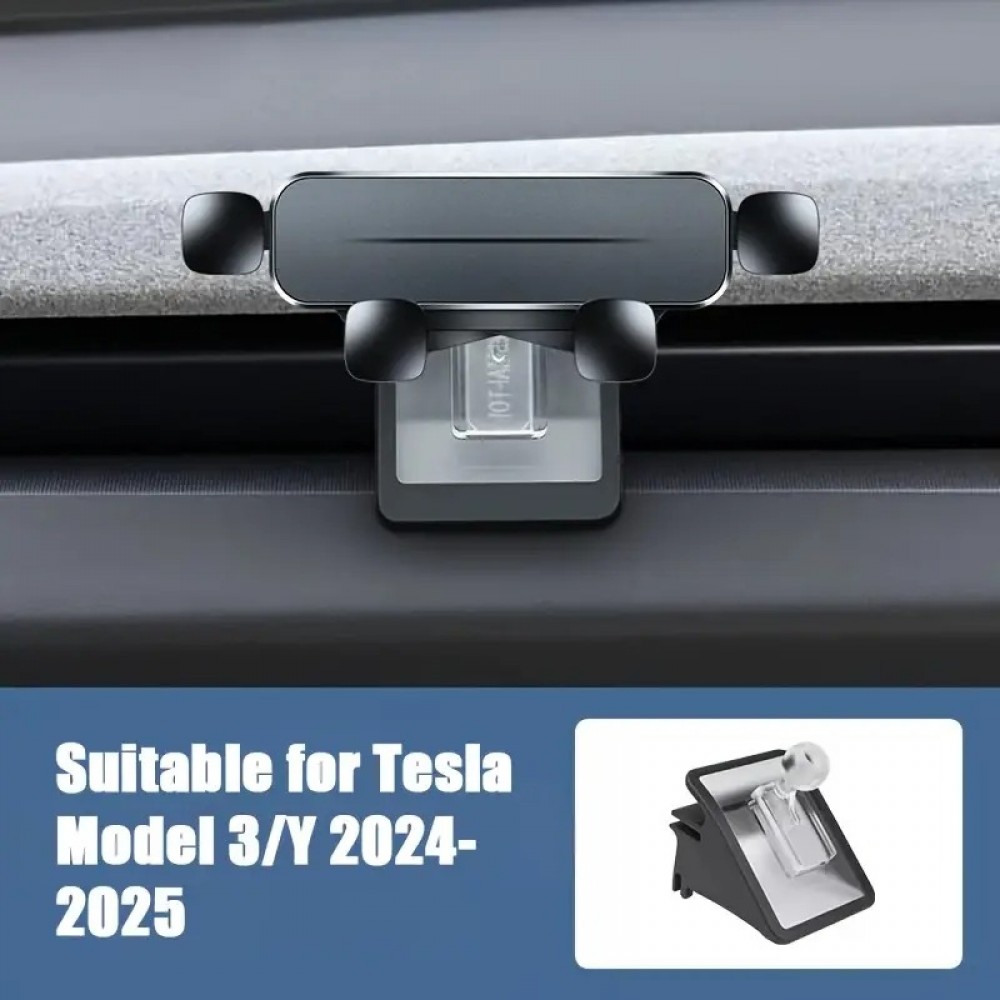 Tesla Model 3/Y Handyhalterung Auto (2024-2025) - Feste Befestigung integrierte Montage spezielles Tesla-Design - Schwarz