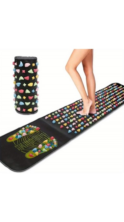 Faltbare Fußmassage-Matte für Akupunktur Reflexologie Durchblutung (120 x 35 cm) - Schwarz