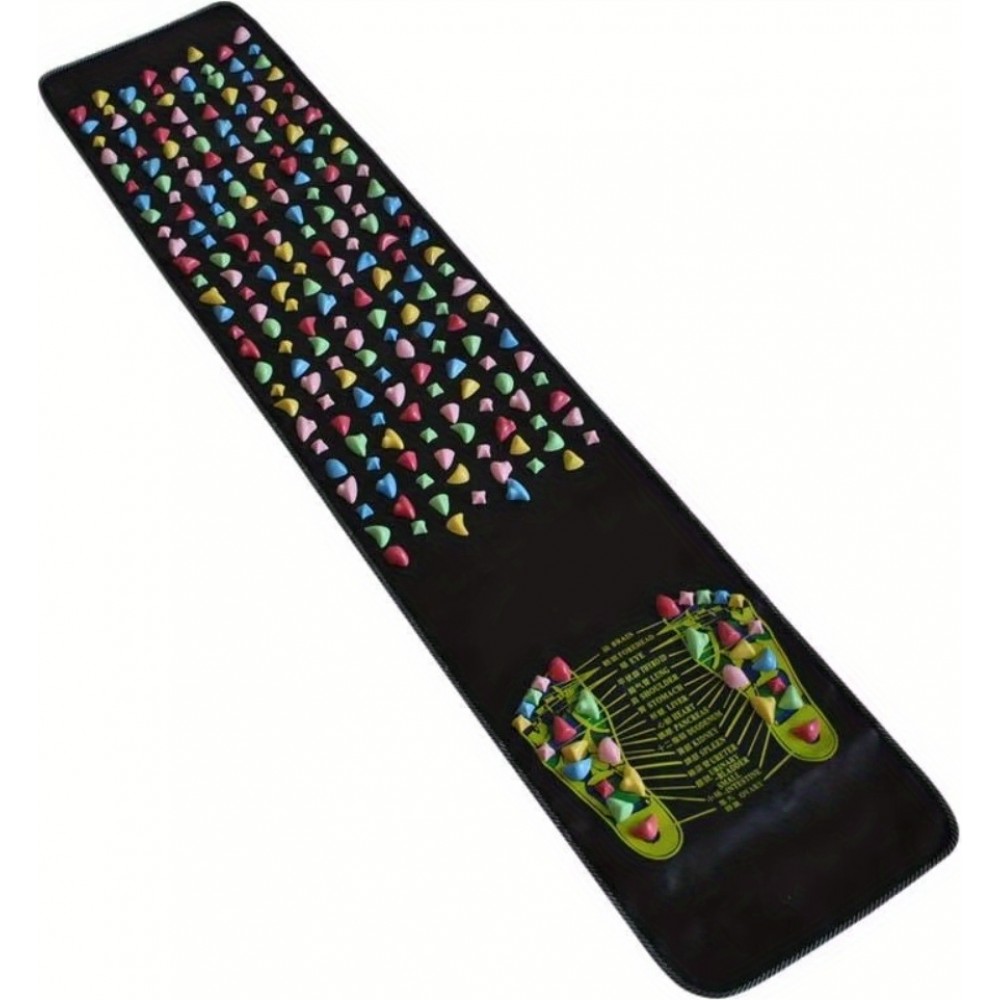 Faltbare Fußmassage-Matte für Akupunktur Reflexologie Durchblutung (120 x 35 cm) - Schwarz