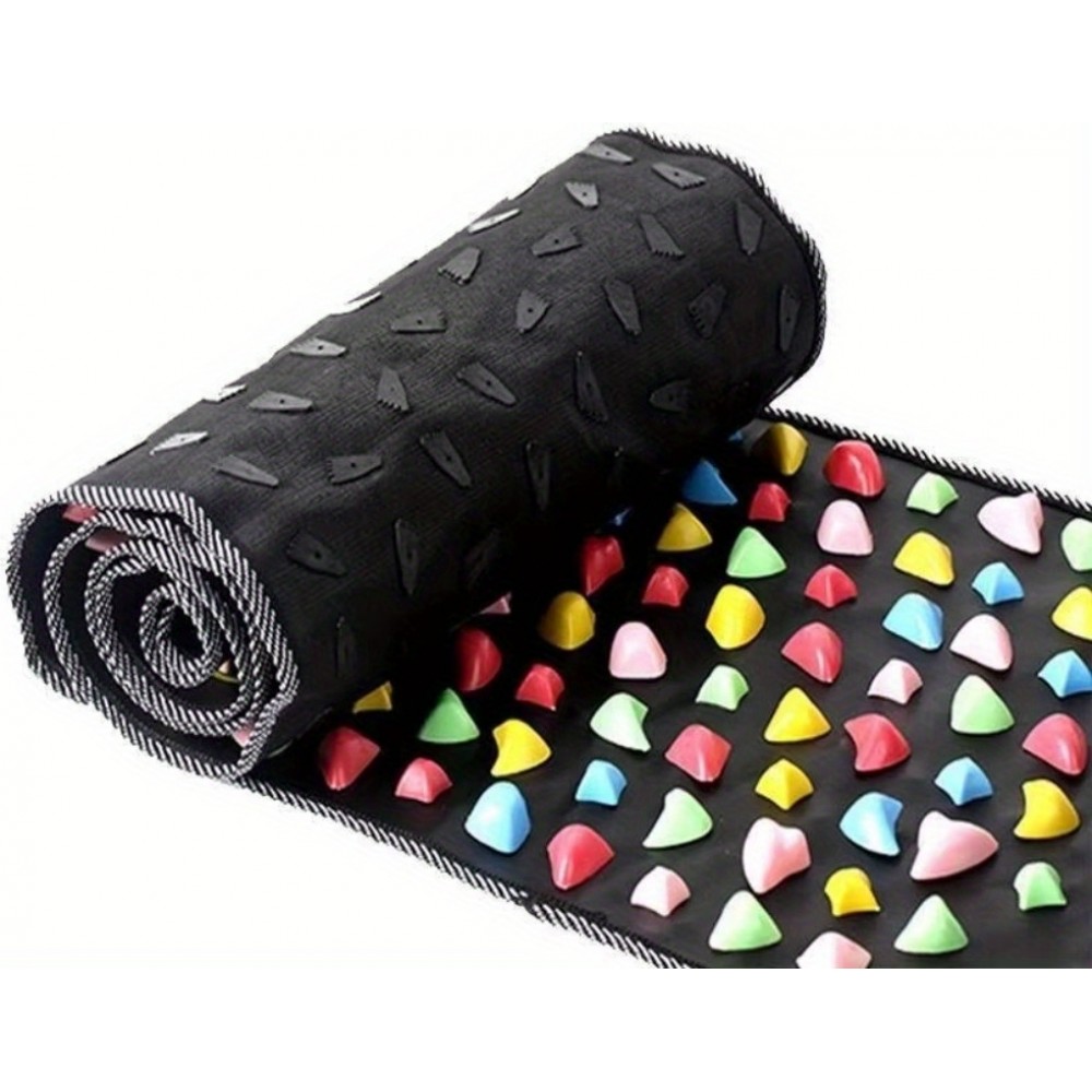 Faltbare Fußmassage-Matte für Akupunktur Reflexologie Durchblutung (120 x 35 cm) - Schwarz