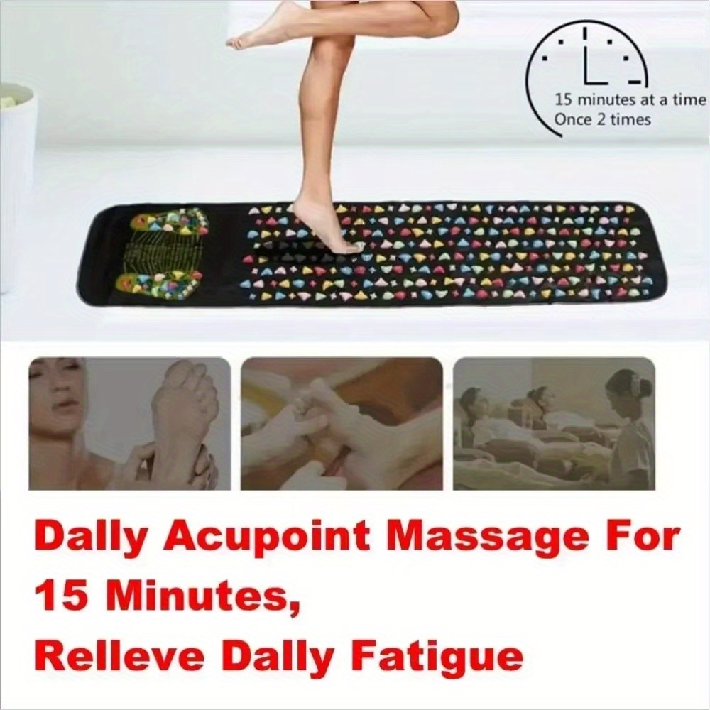Faltbare Fußmassage-Matte für Akupunktur Reflexologie Durchblutung (120 x 35 cm) - Schwarz