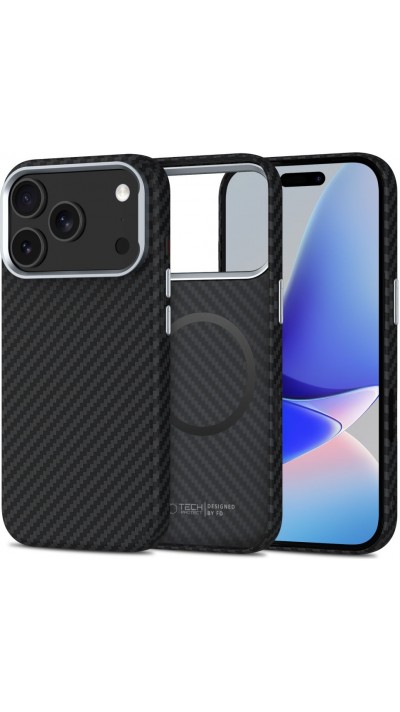 iPhone 17 Pro Case Hülle - Tech-Protect Ion Carbon MagSafe-kompatibel, langlebig und leicht - Silber