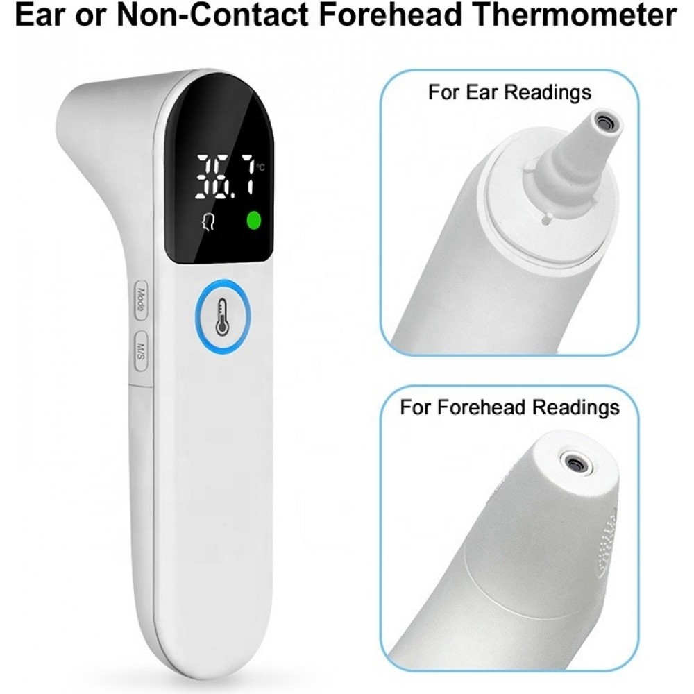 Infrarot Fieberthermometer für Babys Digitales kontaktloses Stirn- und Ohrthermometer - Weiss