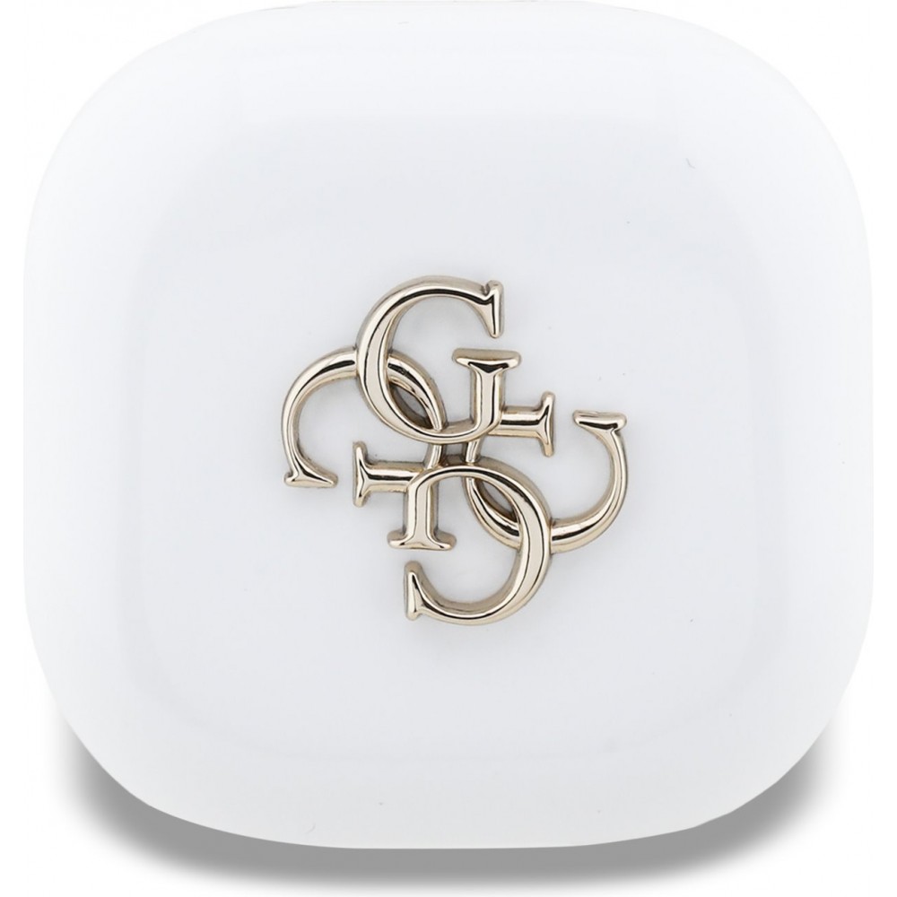TWS Guess 4G Bluetooth Kopfhörer mit Metall-Logo Schnellladung 16h Akkulaufzeit und Sprachassistent - Weiß