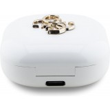 TWS Guess 4G Bluetooth Kopfhörer mit Metall-Logo Schnellladung 16h Akkulaufzeit und Sprachassistent - Weiß