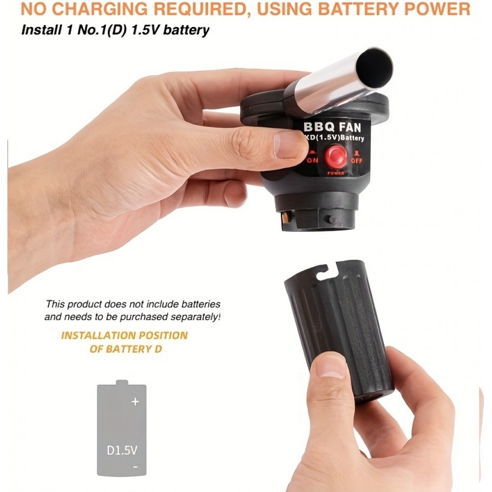 Ventilateur barbecue portable &agrave; batterie pour cuisson en ext&eacute;rieur id&eacute;al camping et grillades au charbon
