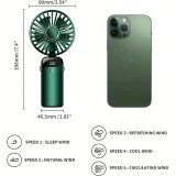 Mini tragbarer wiederaufladbarer LED-L&uuml;fter mit digitalem Display 90&deg; Drehung 5 Geschwindigkeiten leise - Blau