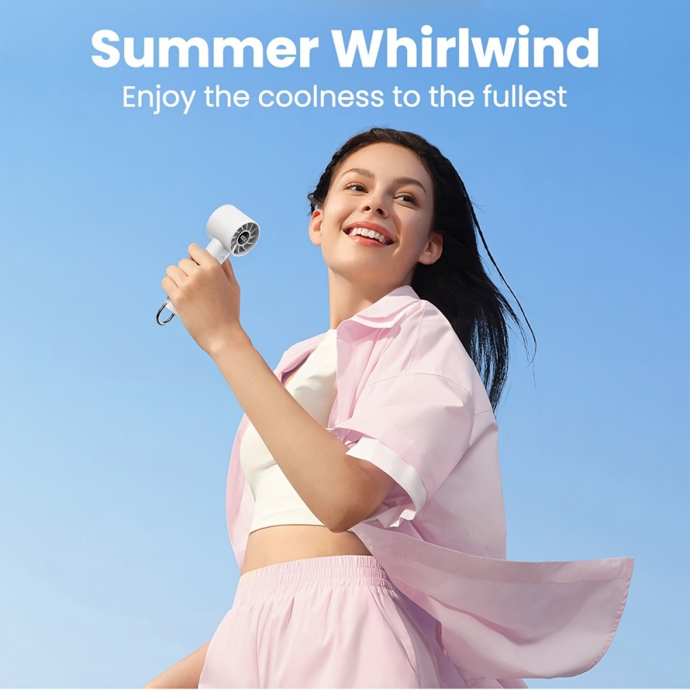 Gaiatop HF-01 Tragbarer 3-Geschwindigkeits Ventilator mit integrierter Taschenlampe (1800mAh, USB-C) - Schwarz