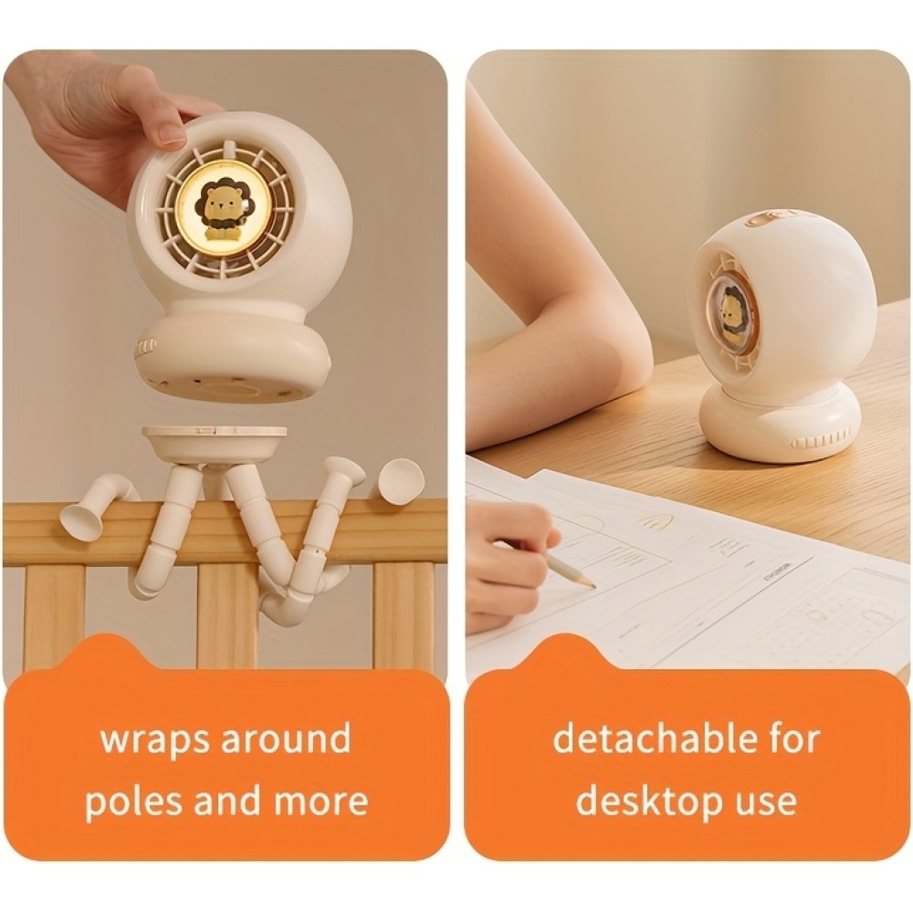 Portabler Baby-Kinder Ventilator mit flexiblem Stativ für Auto / Reisen / Kinderwagen - Rosa