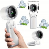 Ultraschwequiet Faltbarer Tragbarer USB Ventilator 5 Geschwindigkeiten 3600mAh Akku 10h Laufzeit - Weiss