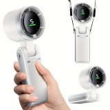 Ultraschwequiet Faltbarer Tragbarer USB Ventilator 5 Geschwindigkeiten 3600mAh Akku 10h Laufzeit - Weiss