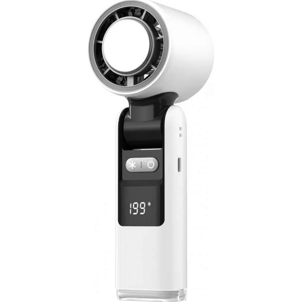 Leistungsstarker tragbarer faltbarer 4-Gang Ventilator mit 4000mAh Akku und digitaler Anzeige - Weiss
