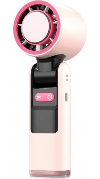 Leistungsstarker tragbarer faltbarer 4-Gang Ventilator mit 4000mAh Akku und digitaler Anzeige - Rosa